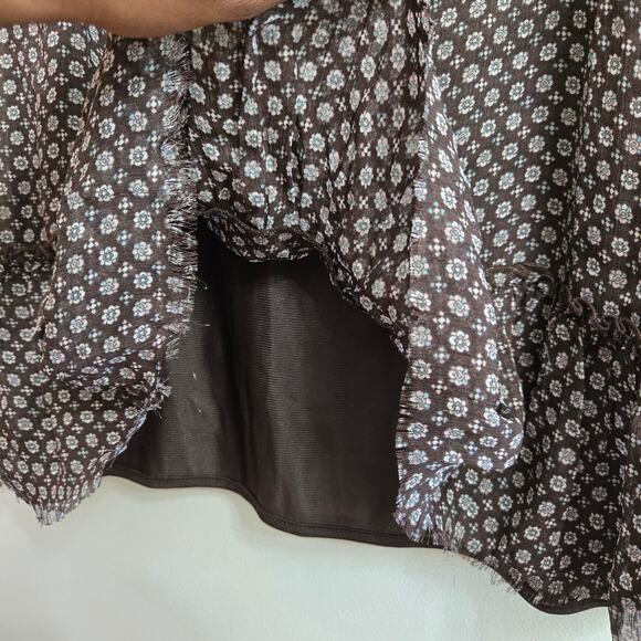 Tintoretto Women Vtg Y2K Euro Cottage Brown Floral Print Ruffle Hem Skirt 4/6 - Picture 5 of 11